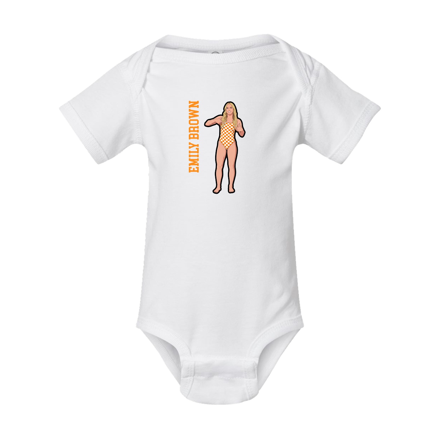 Baby Onesie — Name Vertical in White
