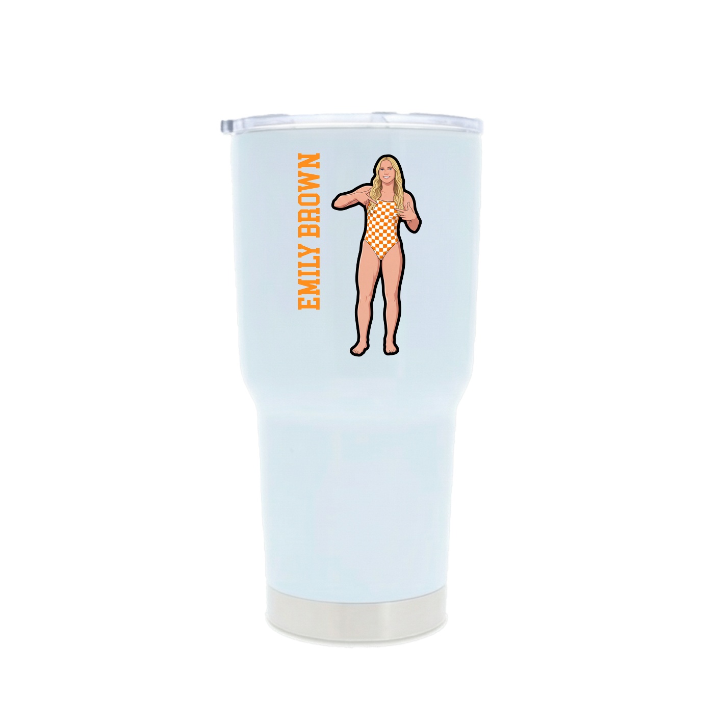 30oz Stainless Steel Tumbler — Name Vertical in White
