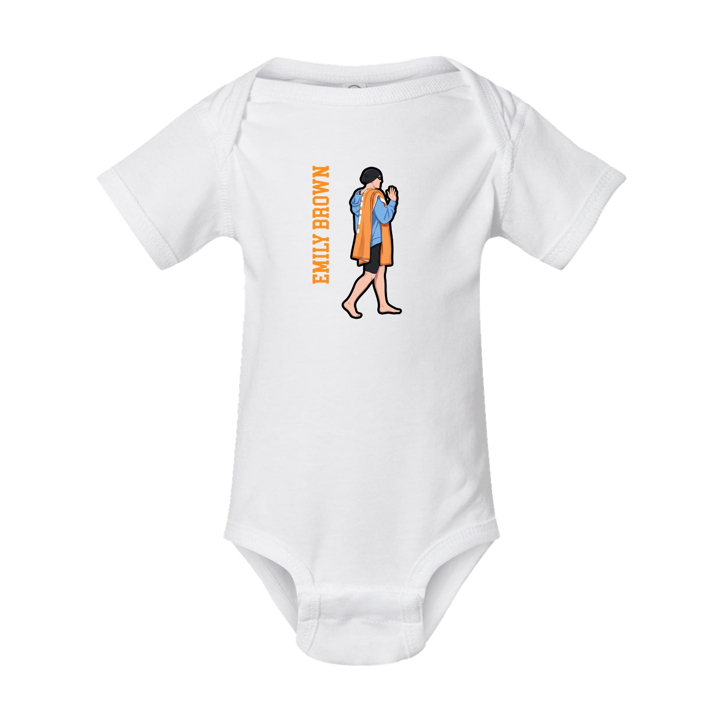 Baby Onesie — Name Vertical in White