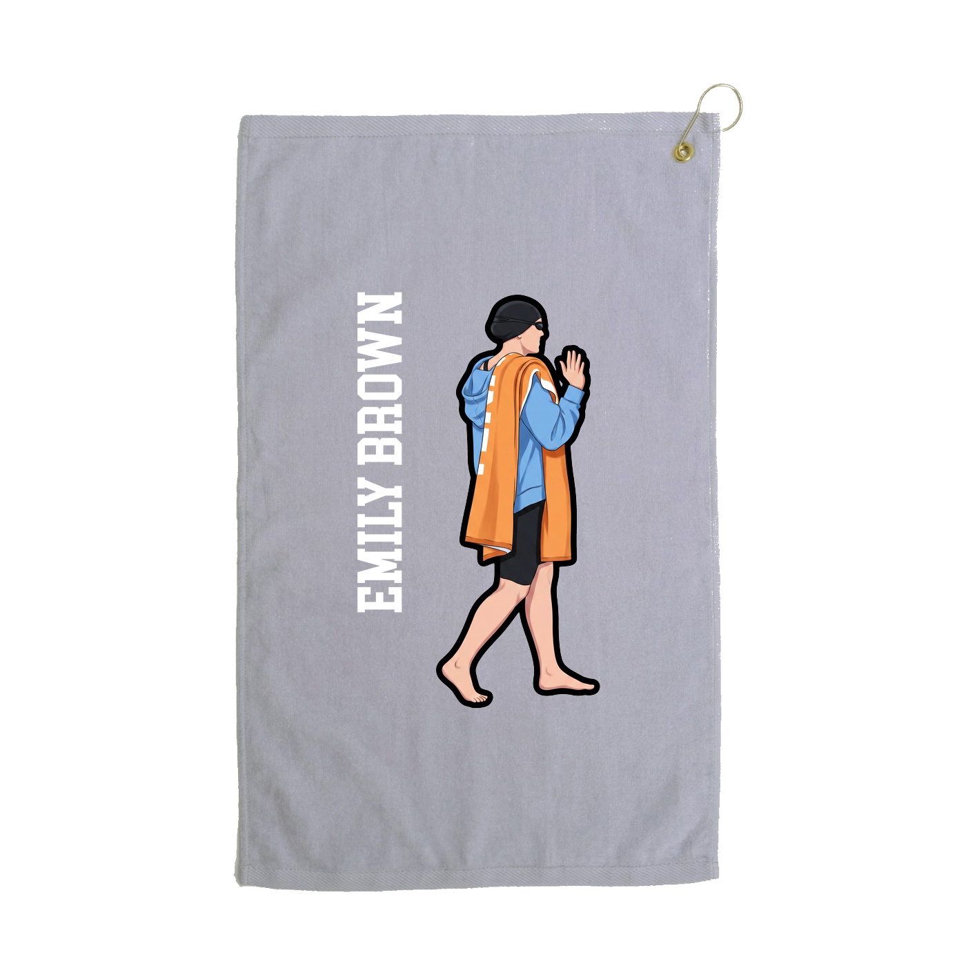 Golf Towel — Name Vertical in Grey