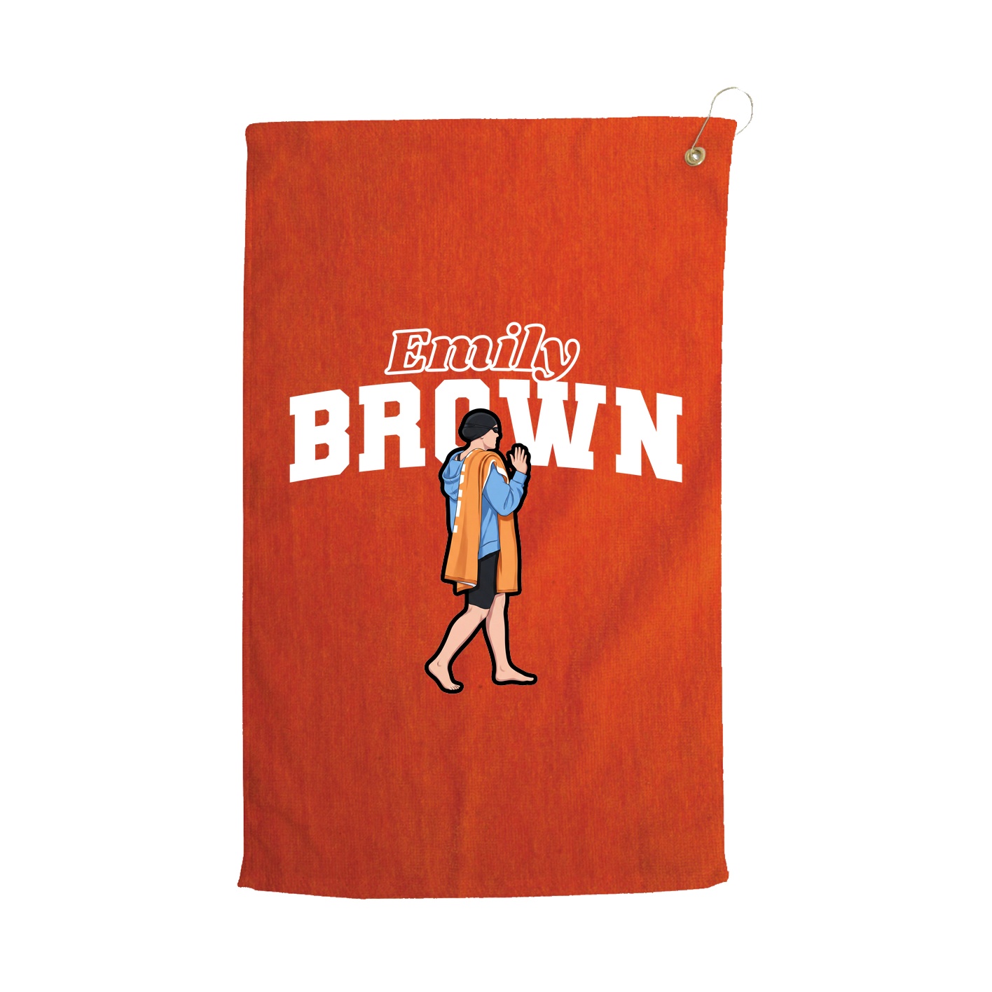 Golf Towel — Name Arch in Orange