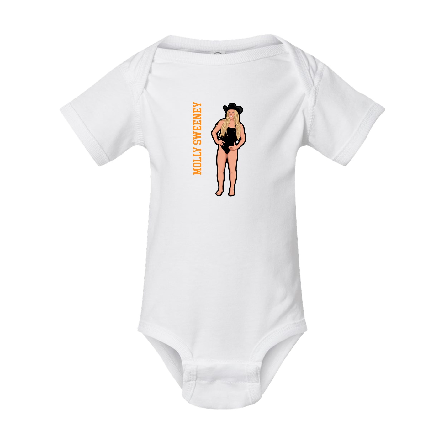 Baby Onesie — Name Vertical in White