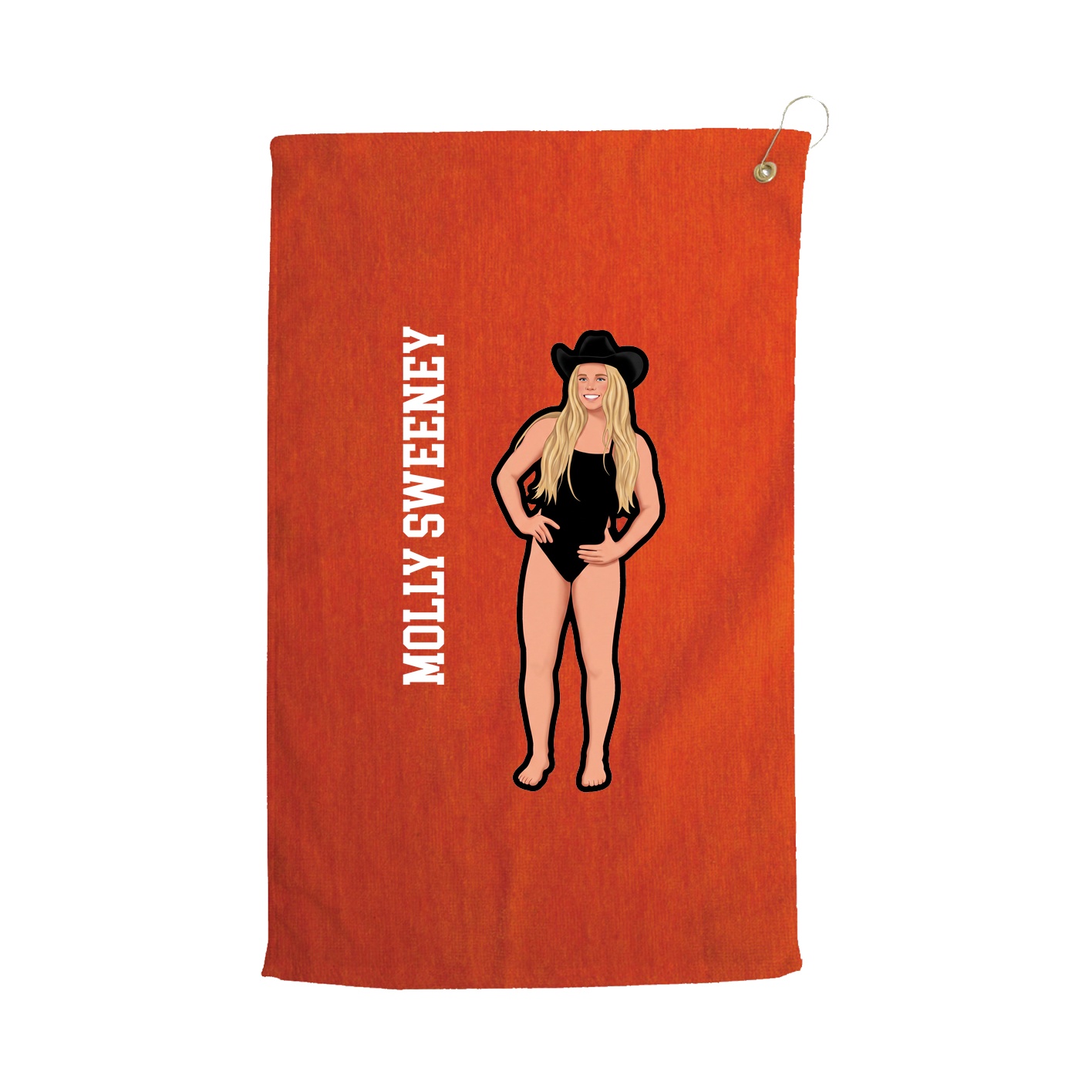 Golf Towel — Name Vertical in Orange