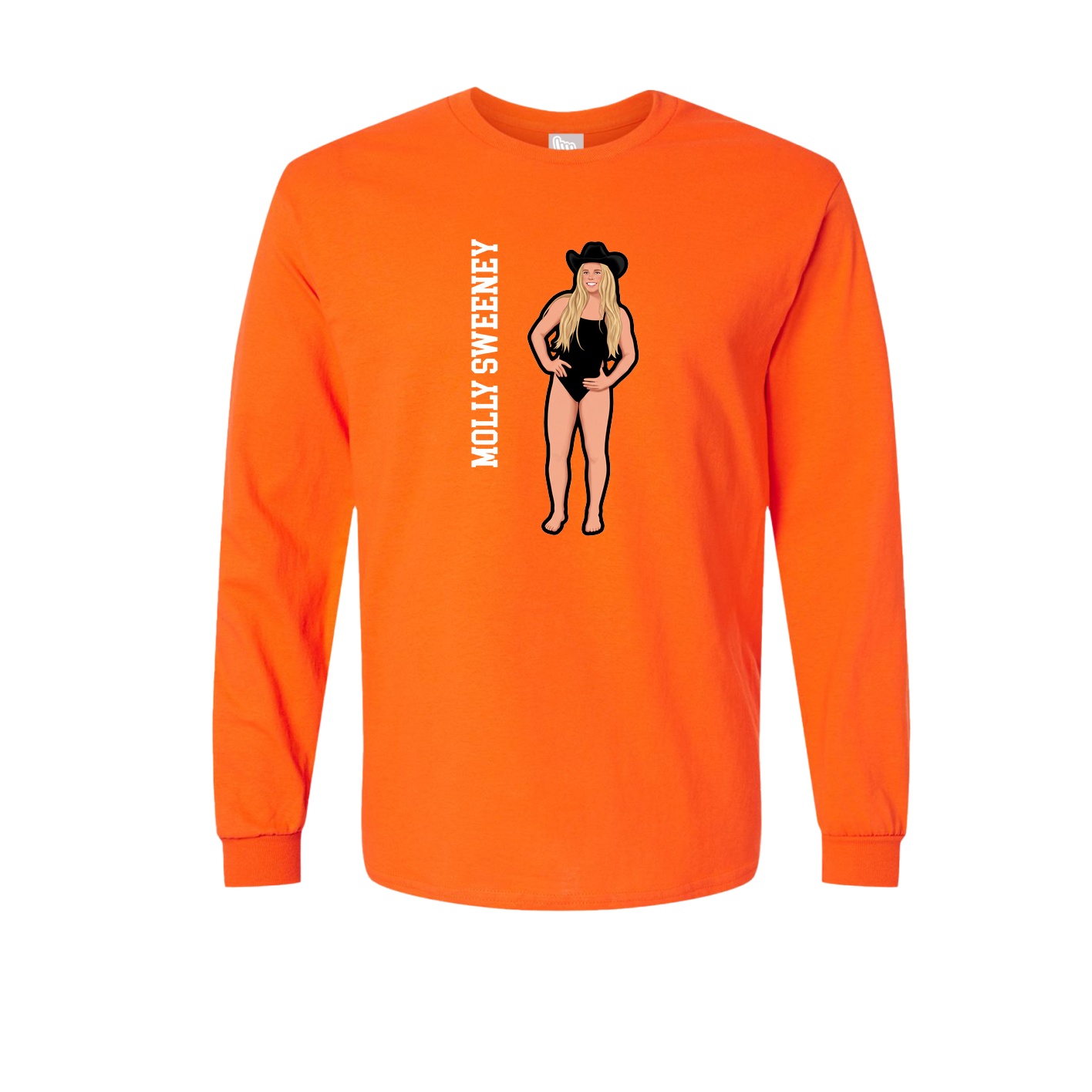 Long Sleeve Tee — Name Vertical in Orange