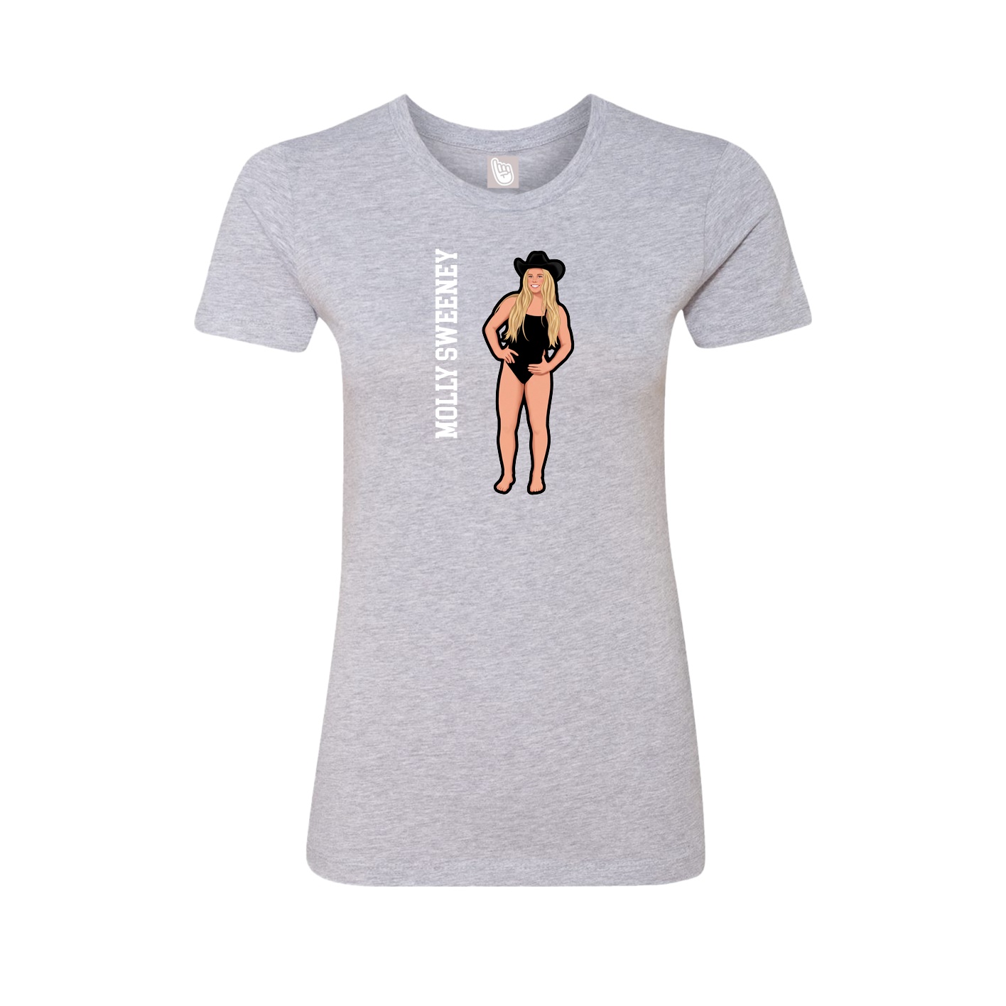 Fitted Women's Tee — Name Vertical in Grey