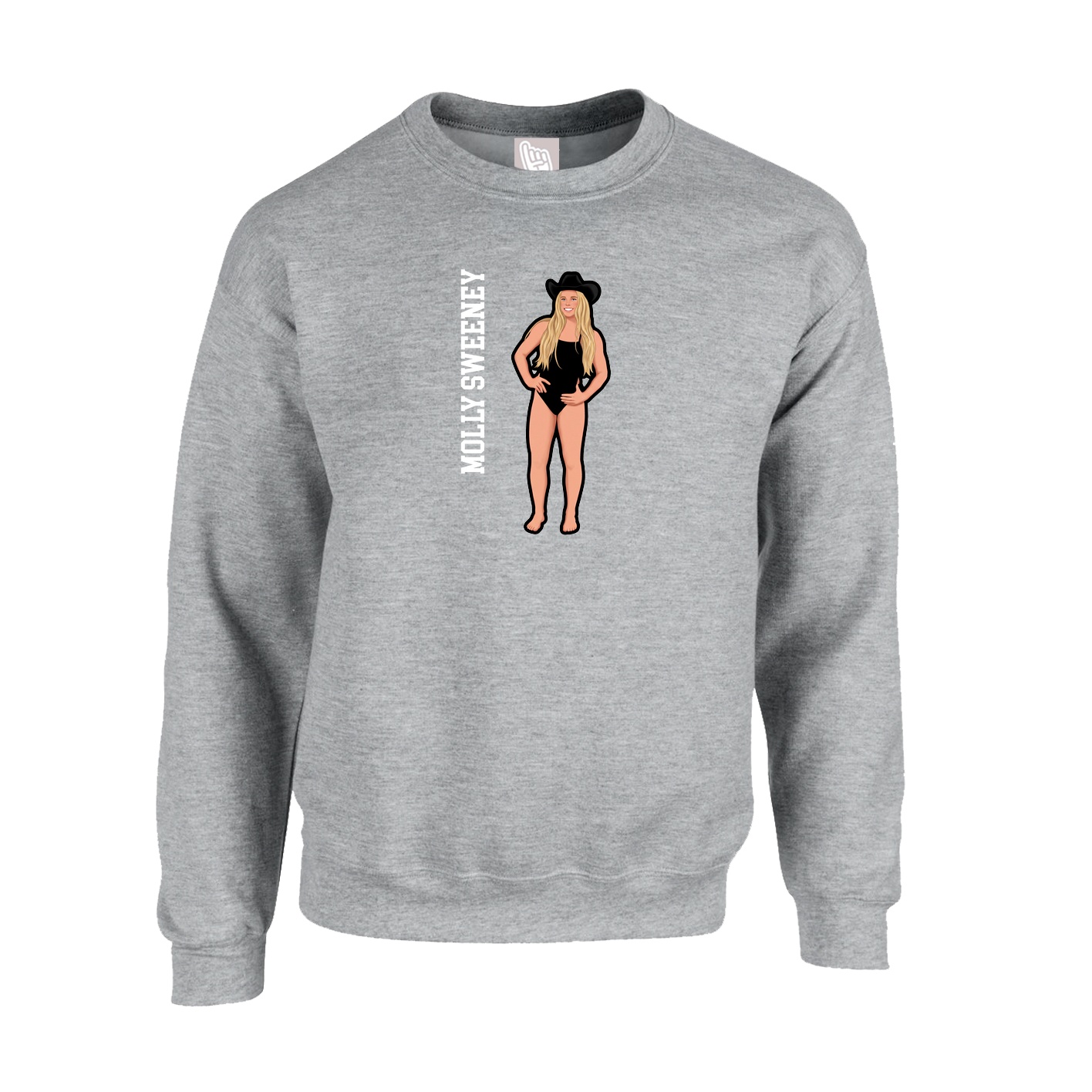 Fleece Crew — Name Vertical in Grey