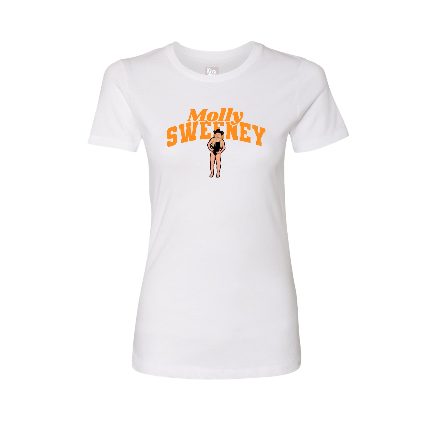 Fitted Women's Tee — Signature Arch in White