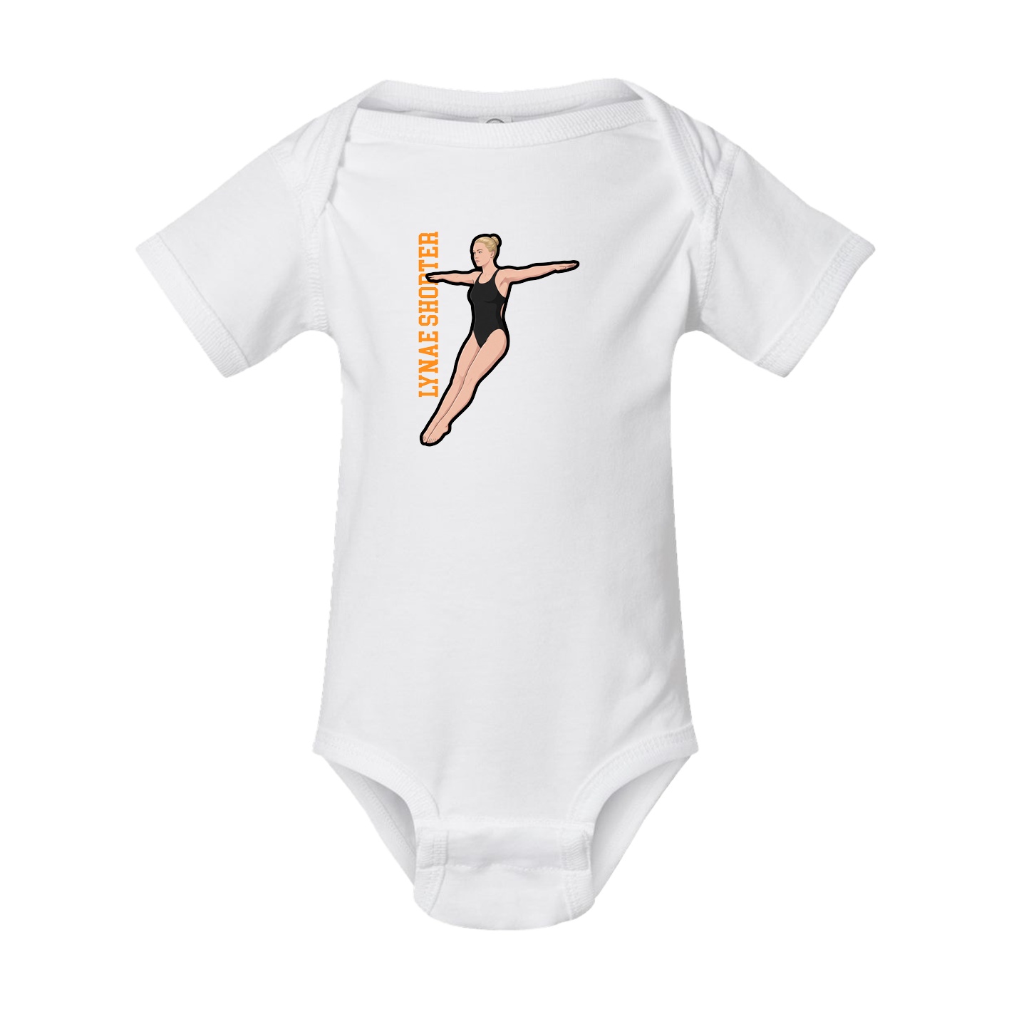 Baby Onesie — Name Vertical in White