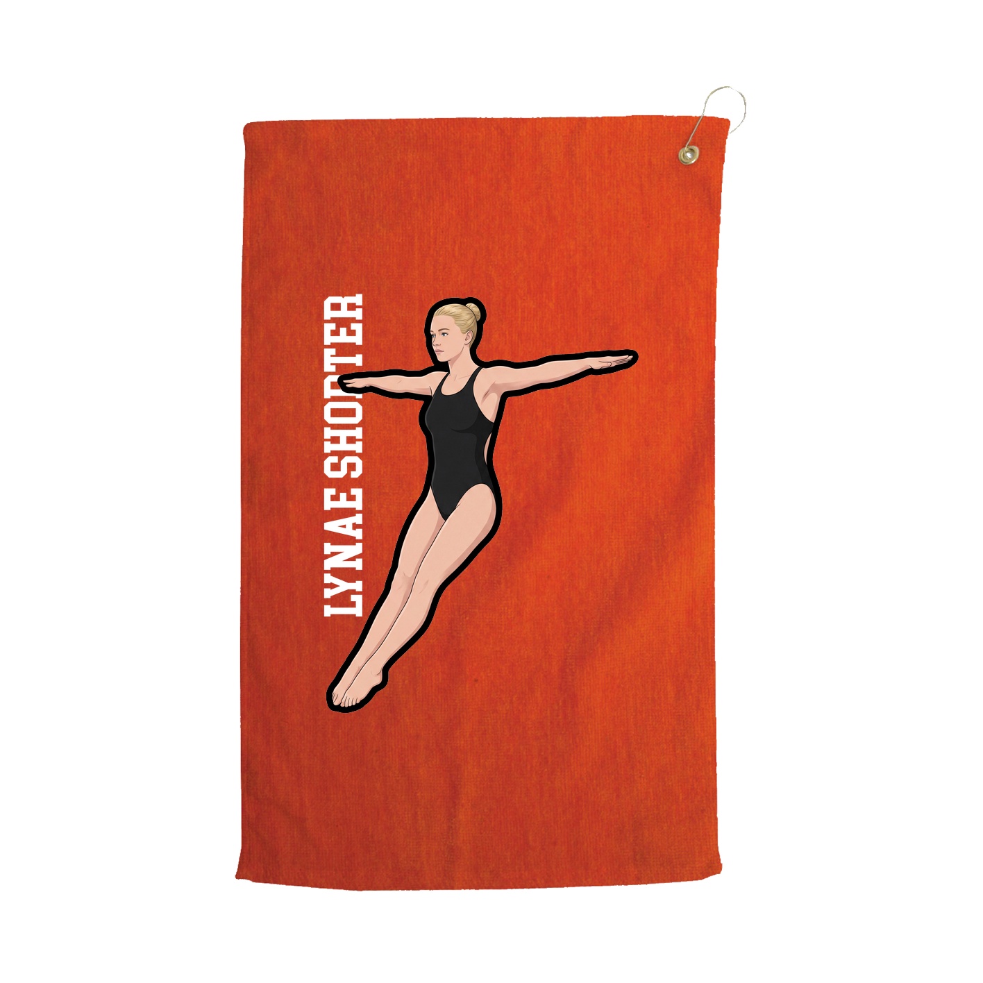 Golf Towel — Name Vertical in Orange