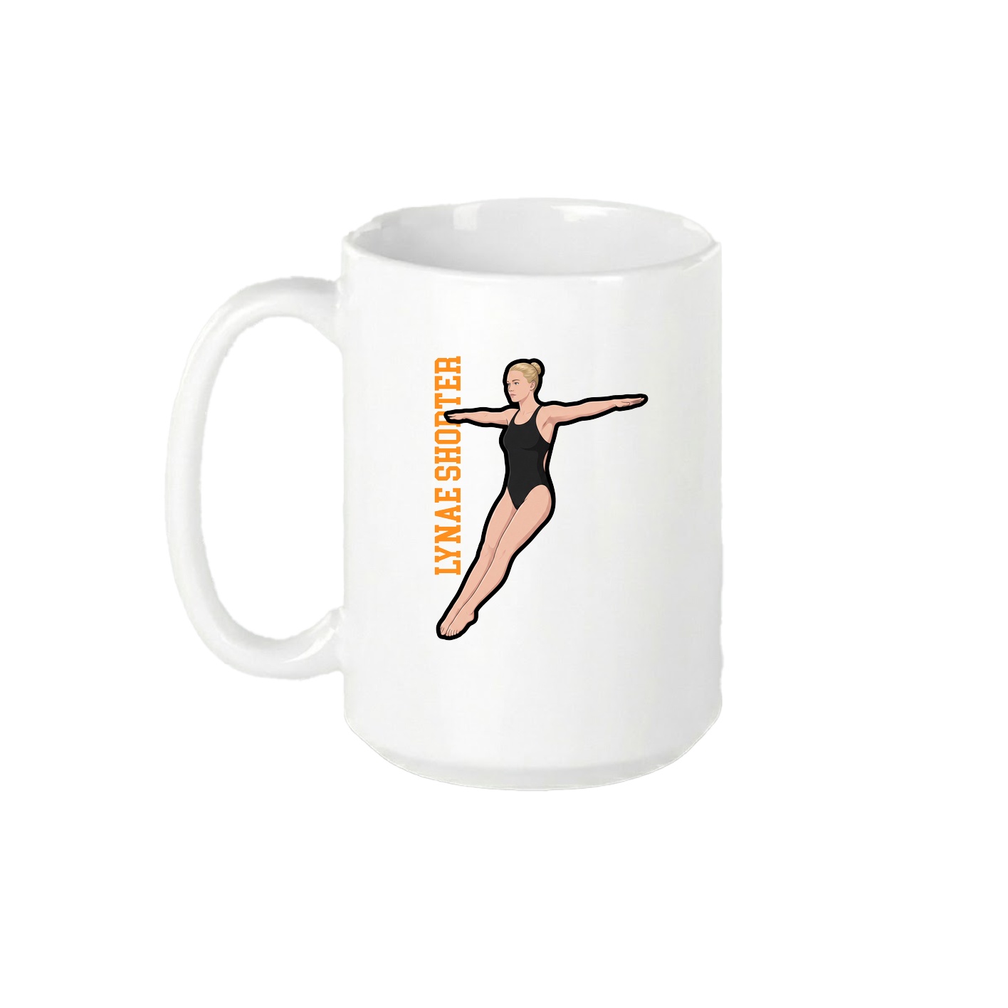 15oz Coffee Mug — Name Vertical in White