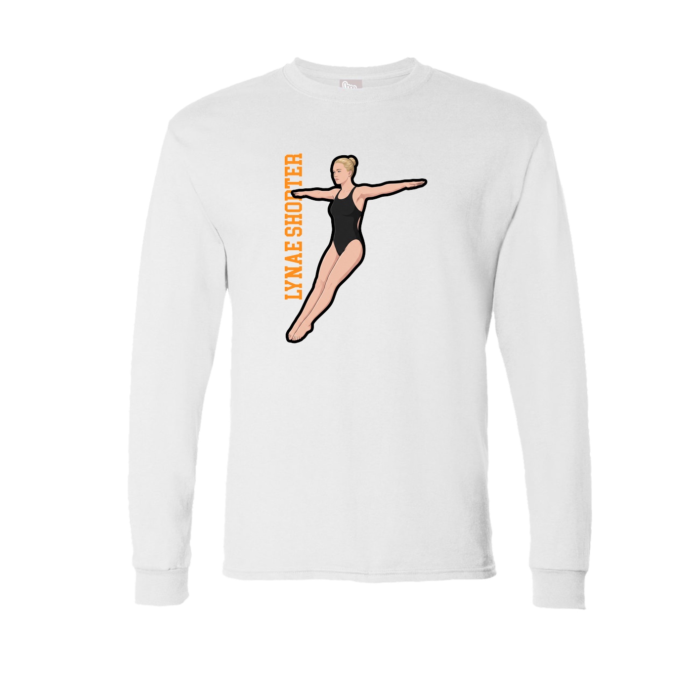 Long Sleeve Tee — Name Vertical in White