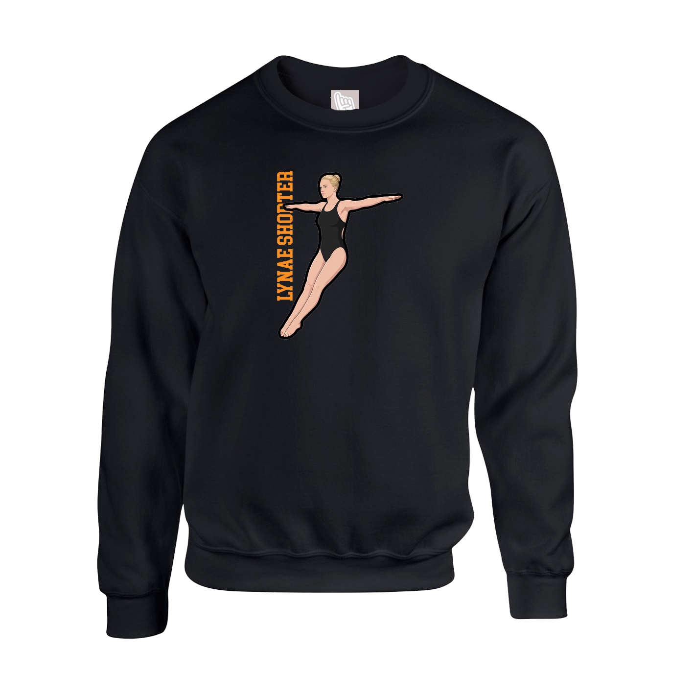 Fleece Crew — Name Vertical in Black