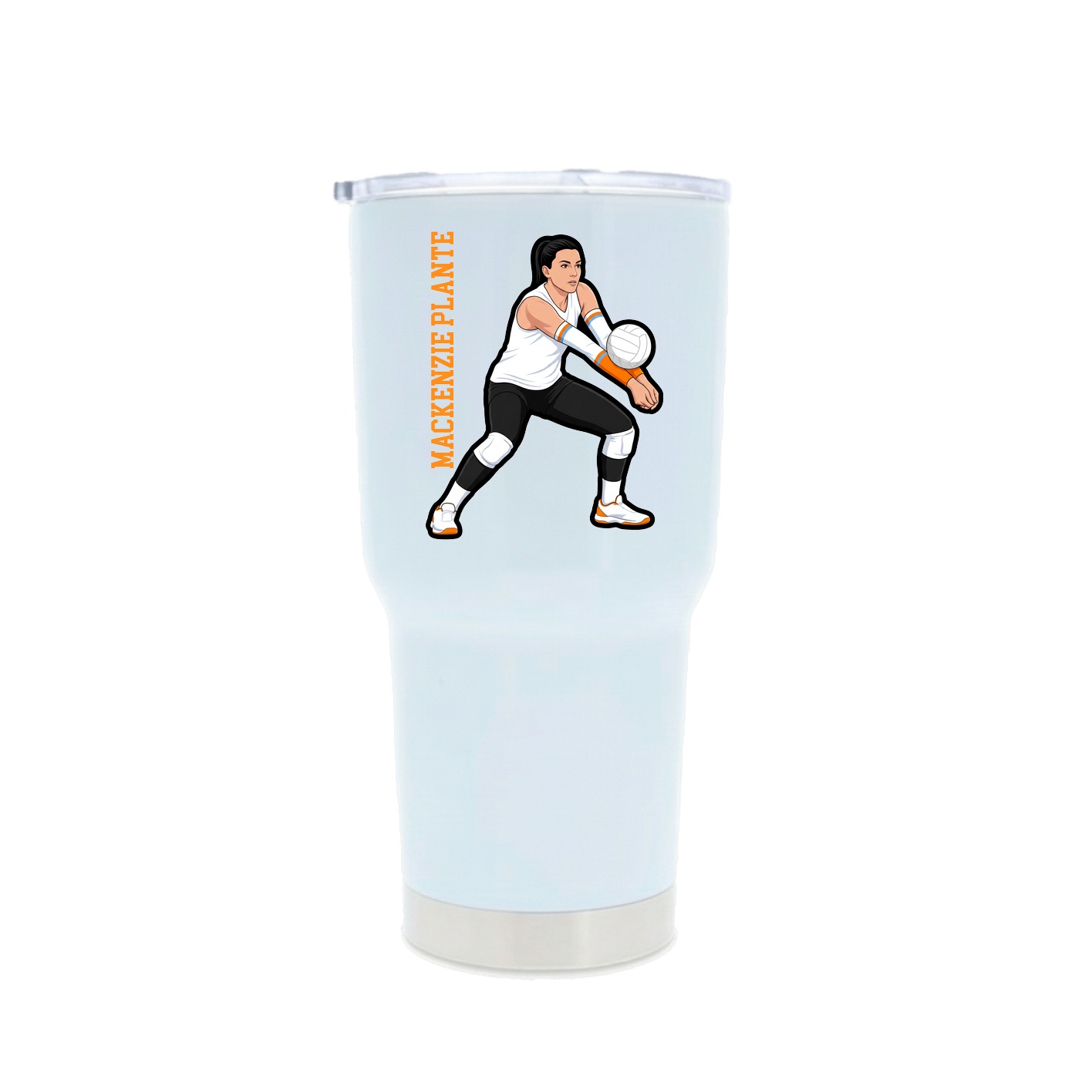 30oz Stainless Steel Tumbler — Name Vertical in White
