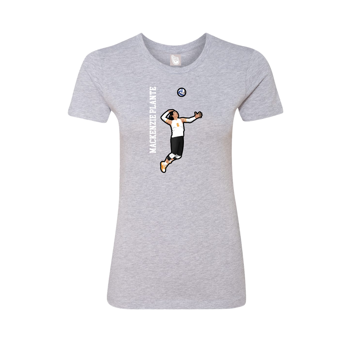 Fitted Women's Tee — Name Vertical in Grey