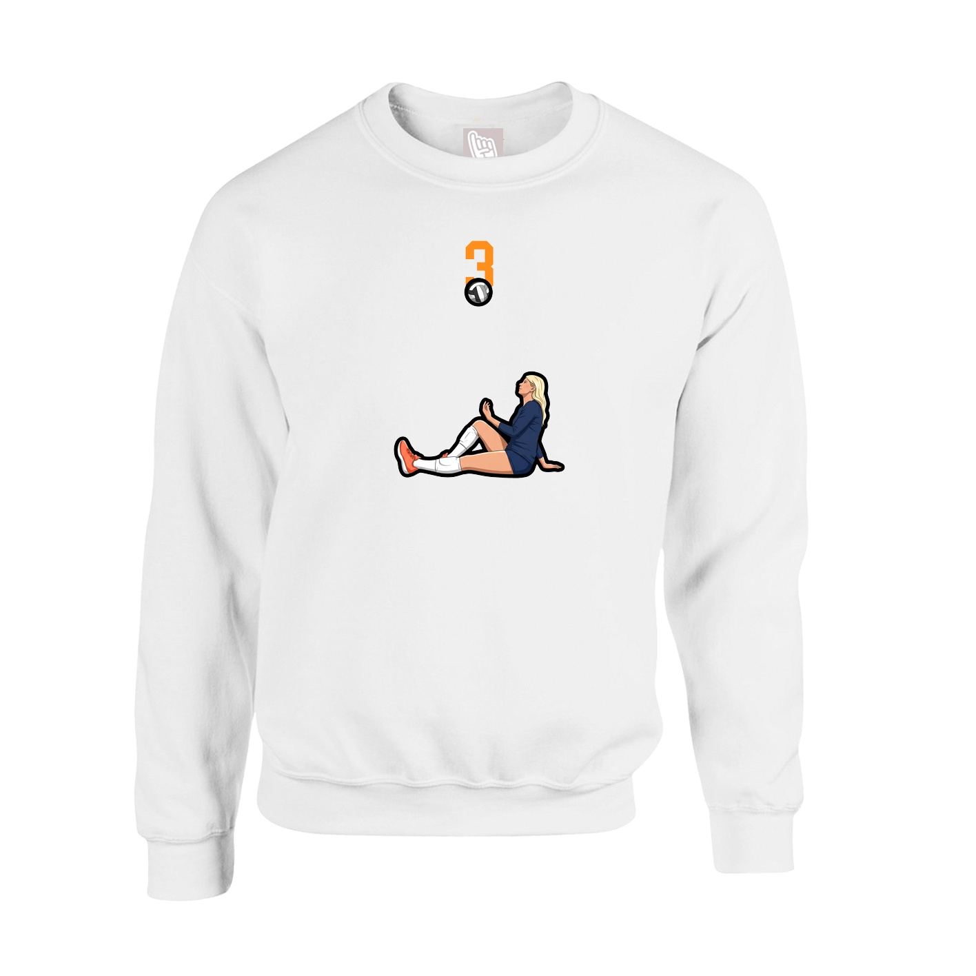 Fleece Crew — Number Top in White