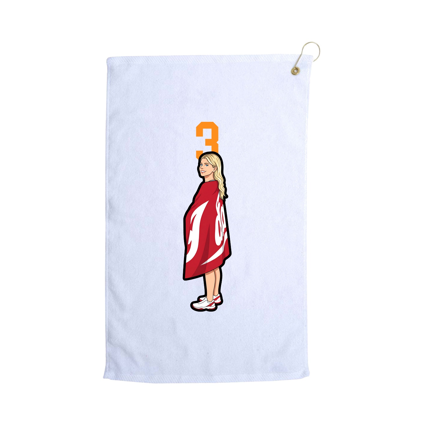 Golf Towel — Number Top in White