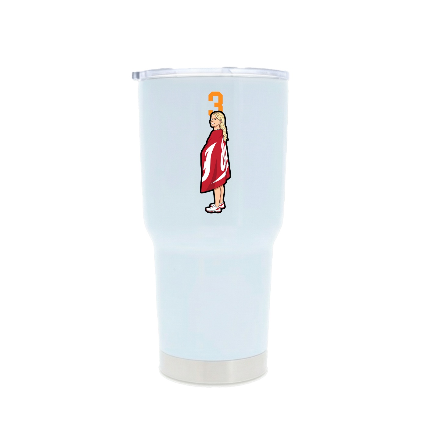 30oz Stainless Steel Tumbler — Number Top in White
