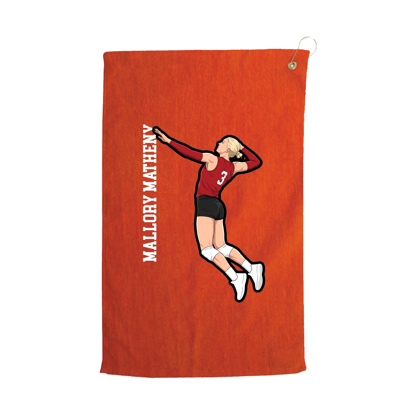 Golf Towel — Name Vertical in Orange