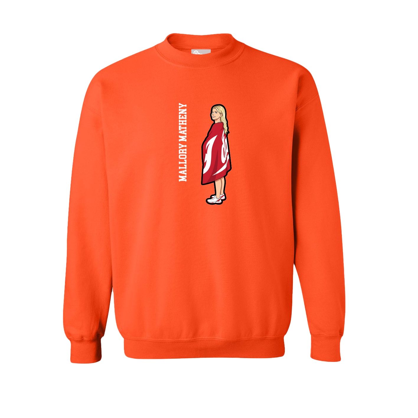 Fleece Crew — Name Vertical in Orange