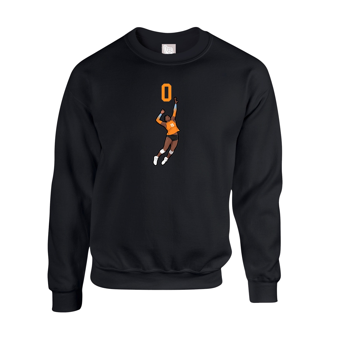 Fleece Crew — Number Top in Black