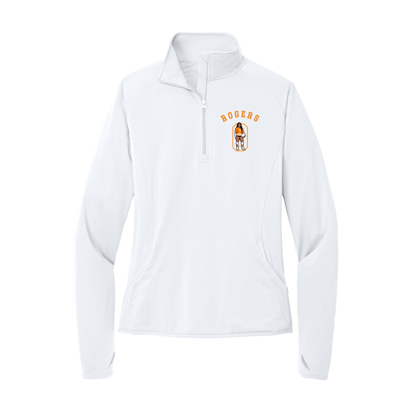 Women's Q-Zip Pullover — Shirsey Arch in White