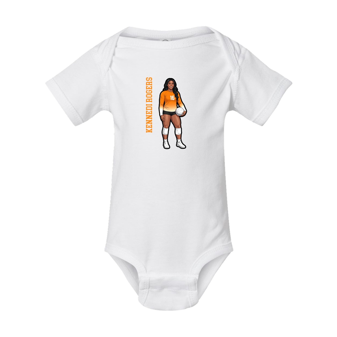 Baby Onesie — Name Vertical in White