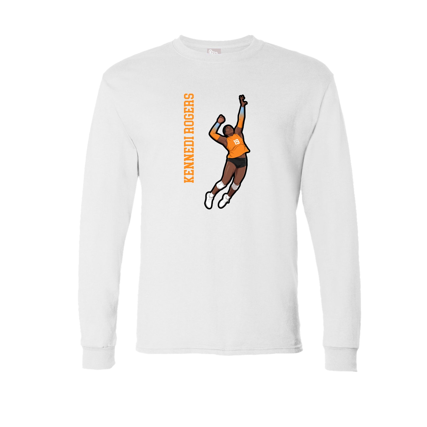 Long Sleeve Tee — Name Vertical in White