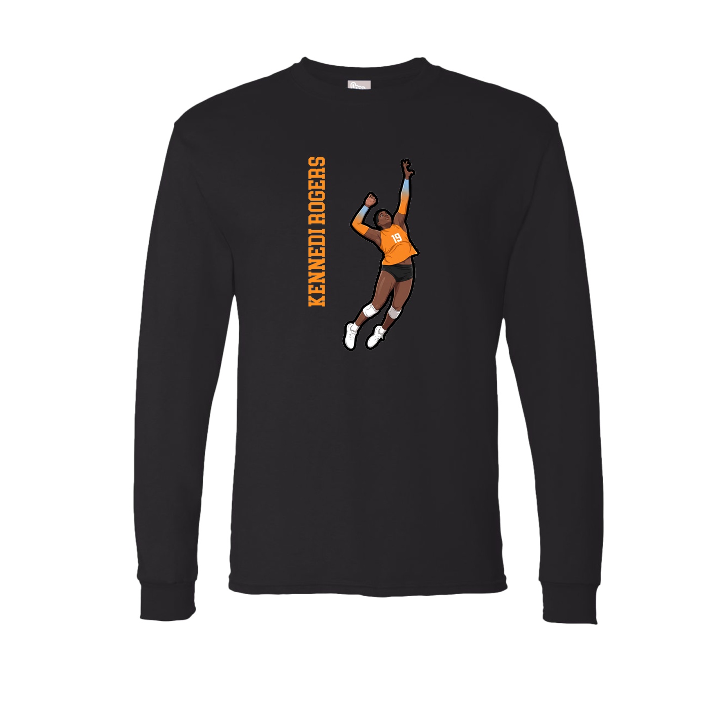 Long Sleeve Tee — Name Vertical in Black