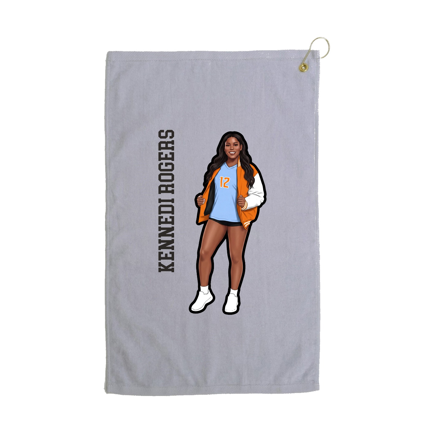 Golf Towel — Name Vertical in Grey