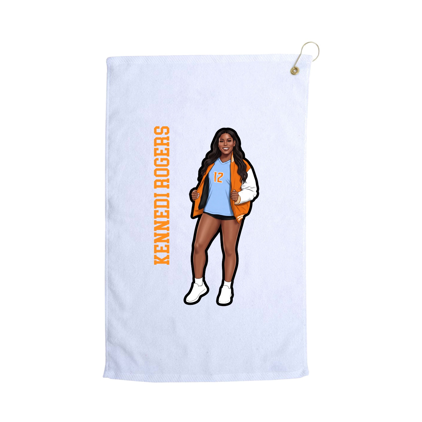 Golf Towel — Name Vertical in White