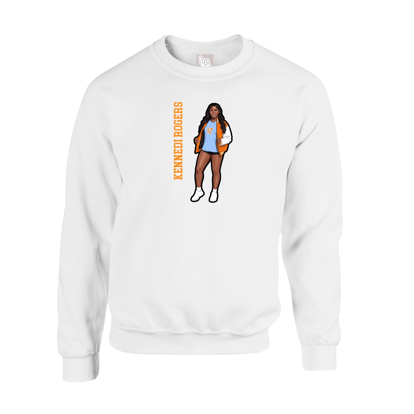 Fleece Crew — Name Vertical in White