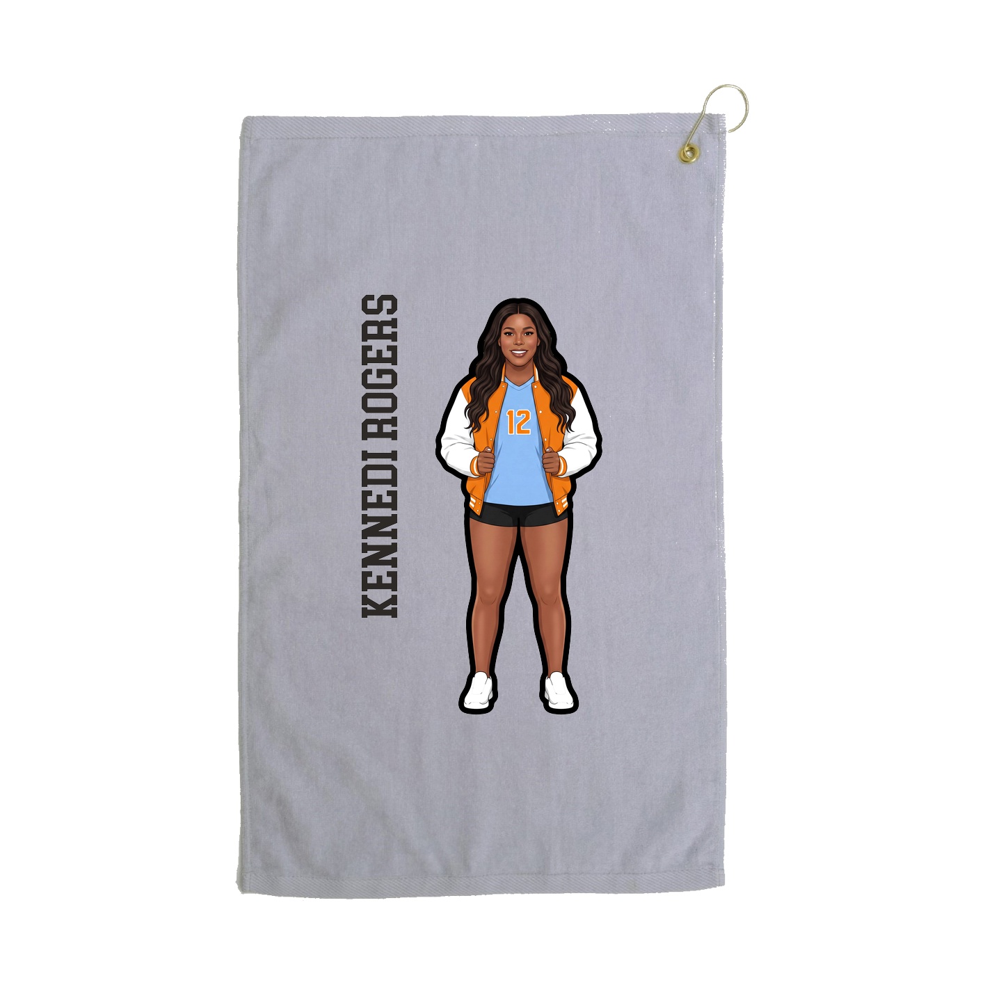 Golf Towel — Name Vertical in Grey