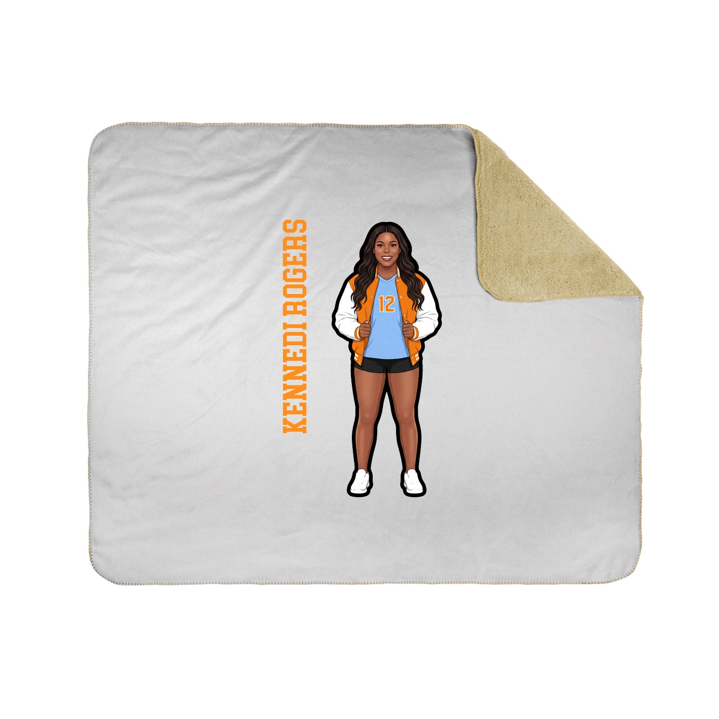 Throw Blanket — Name Vertical in White