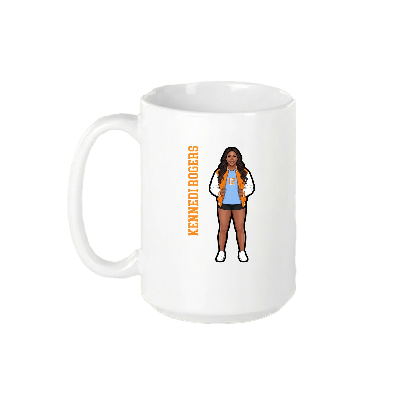 15oz Coffee Mug — Name Vertical in White
