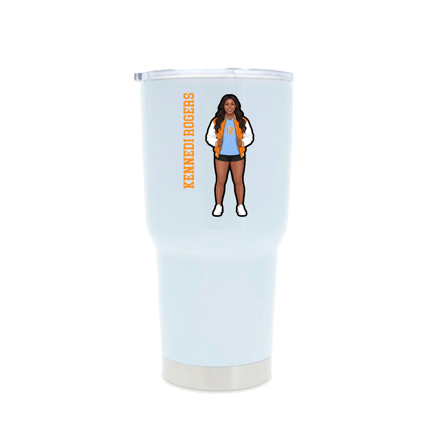 30oz Stainless Steel Tumbler — Name Vertical in White