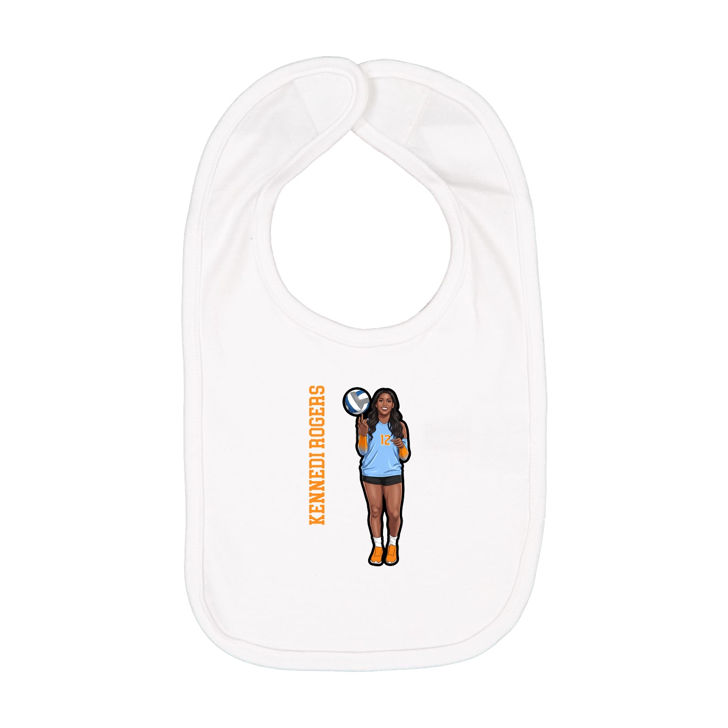 Infant Bib — Name Vertical in White