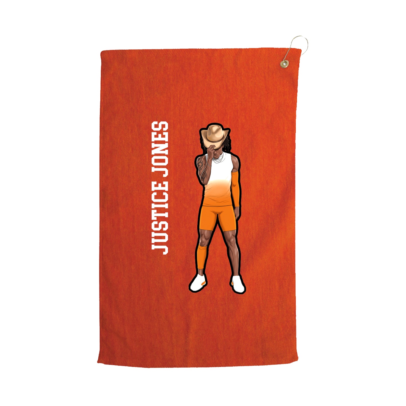 Golf Towel — Name Vertical in Orange
