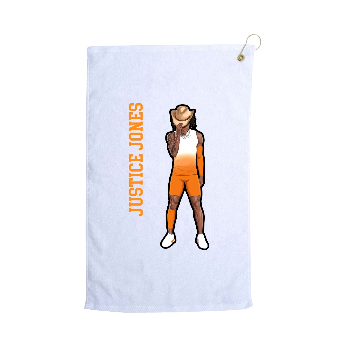 Golf Towel — Name Vertical in White