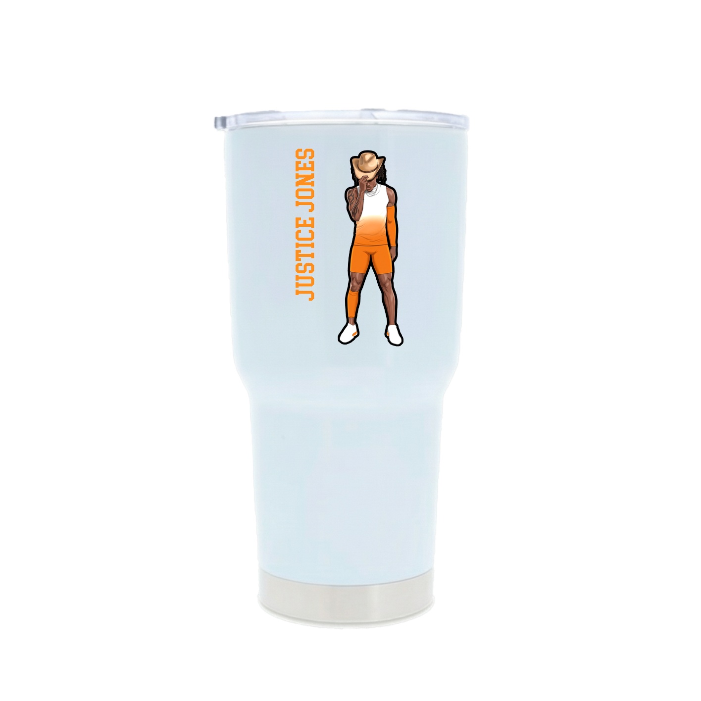 30oz Stainless Steel Tumbler — Name Vertical in White