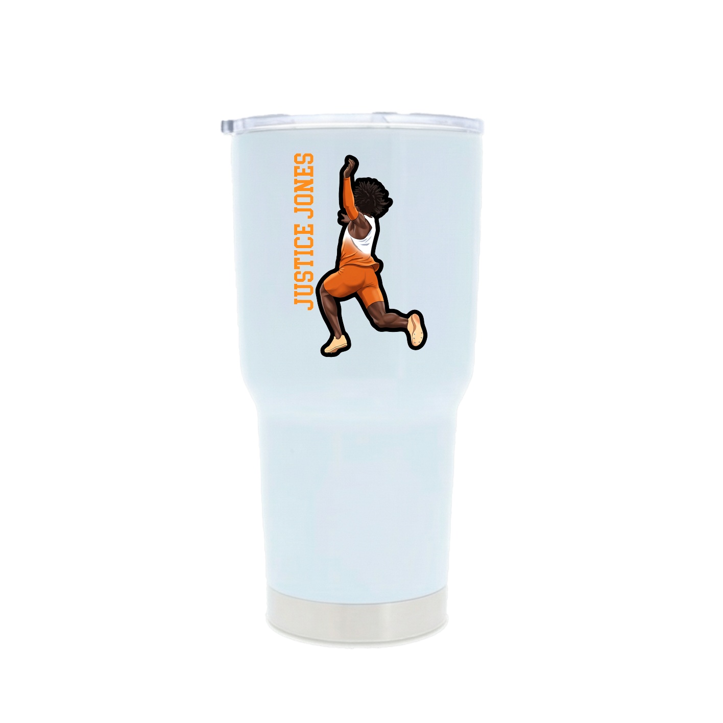30oz Stainless Steel Tumbler — Name Vertical in White