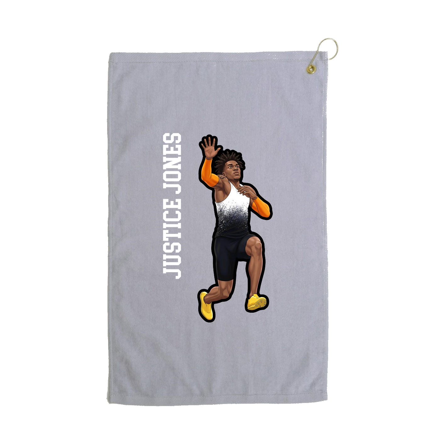 Golf Towel — Name Vertical in Grey