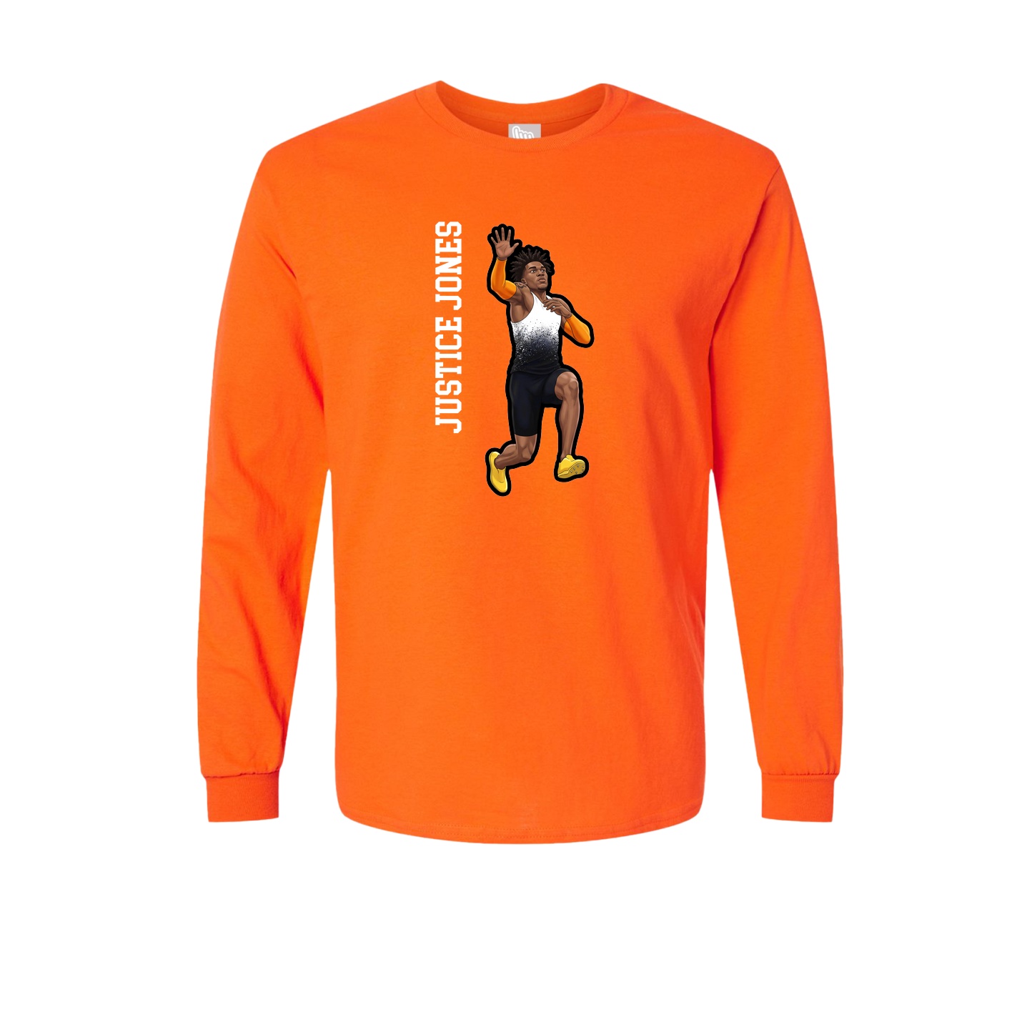 Long Sleeve Tee — Name Vertical in Orange