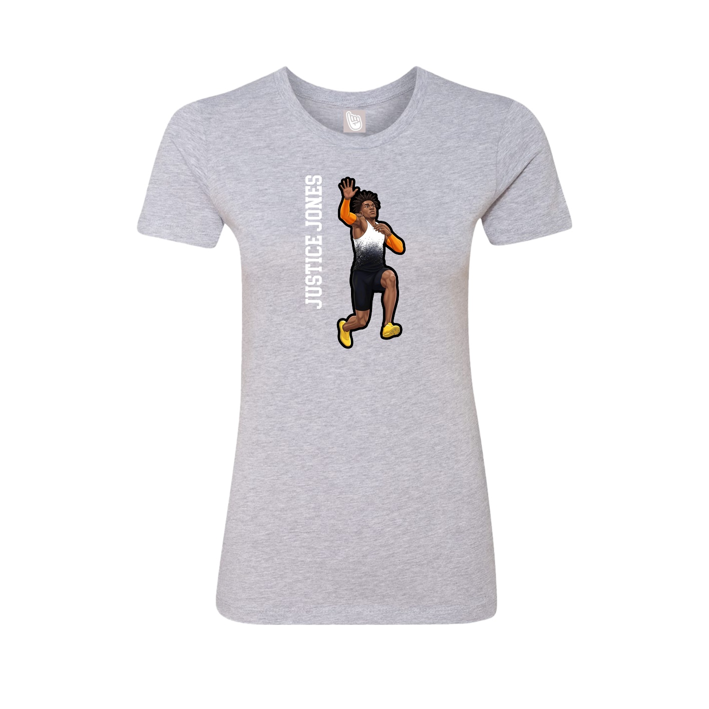 Womens Tee — Name Vertical in Grey