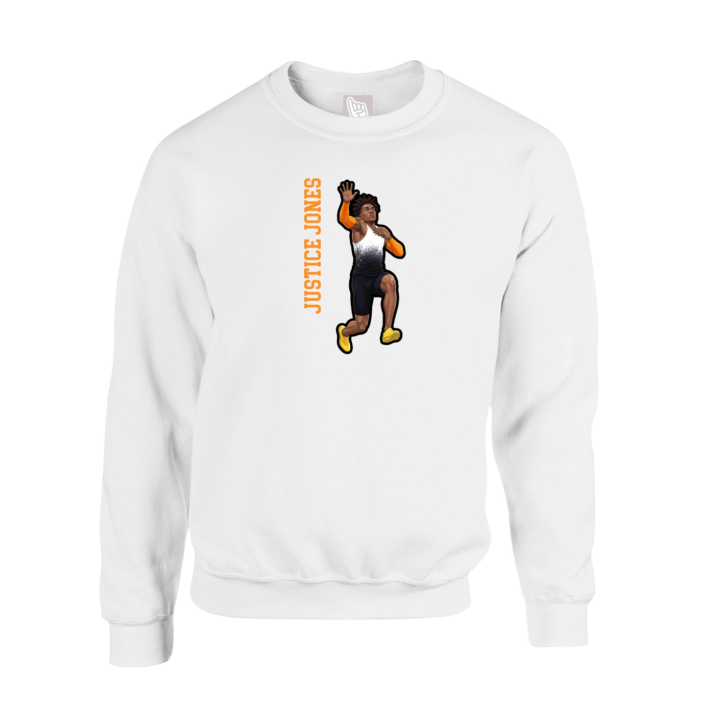 Fleece Crew — Name Vertical in White