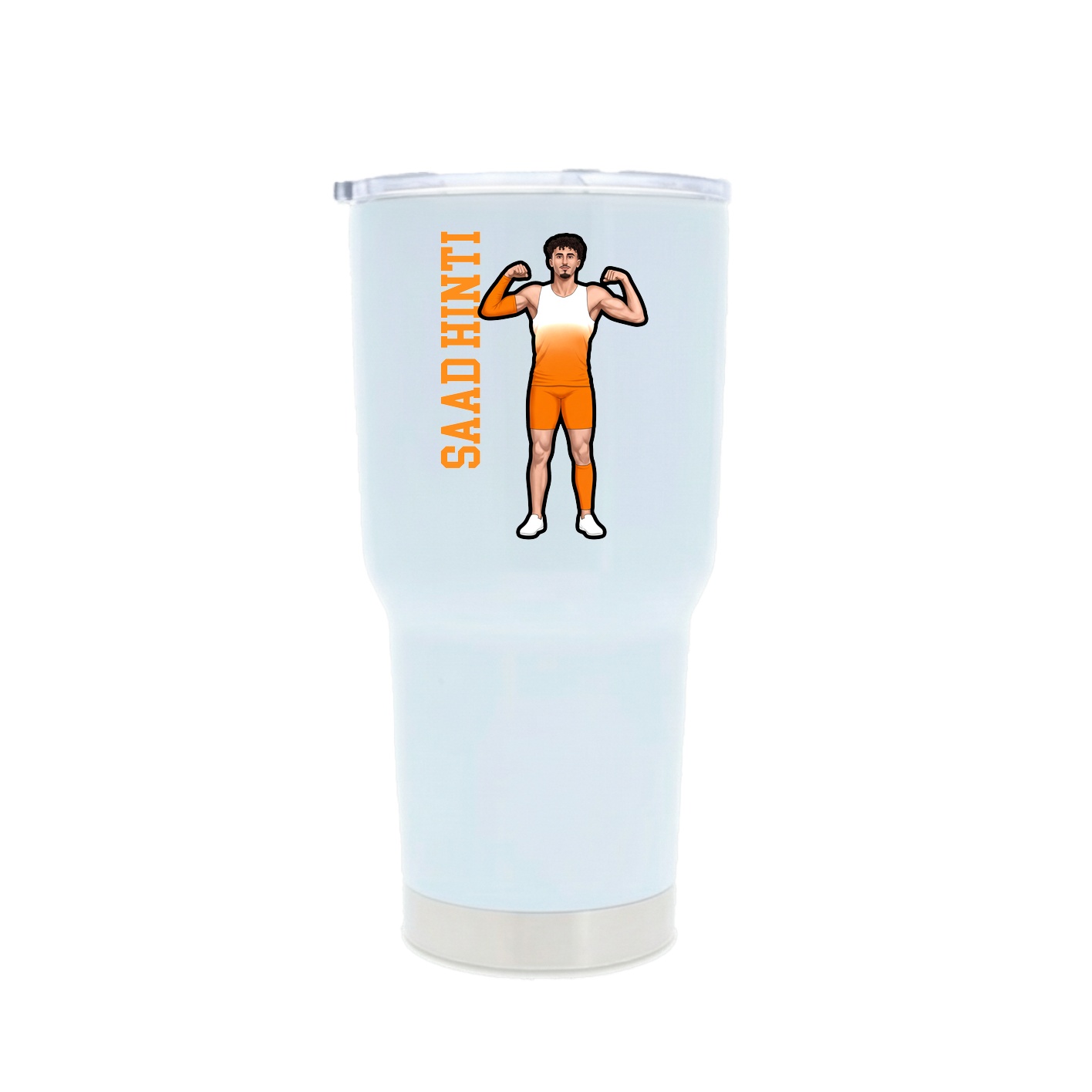 30oz Stainless Steel Tumbler — Name Vertical in White