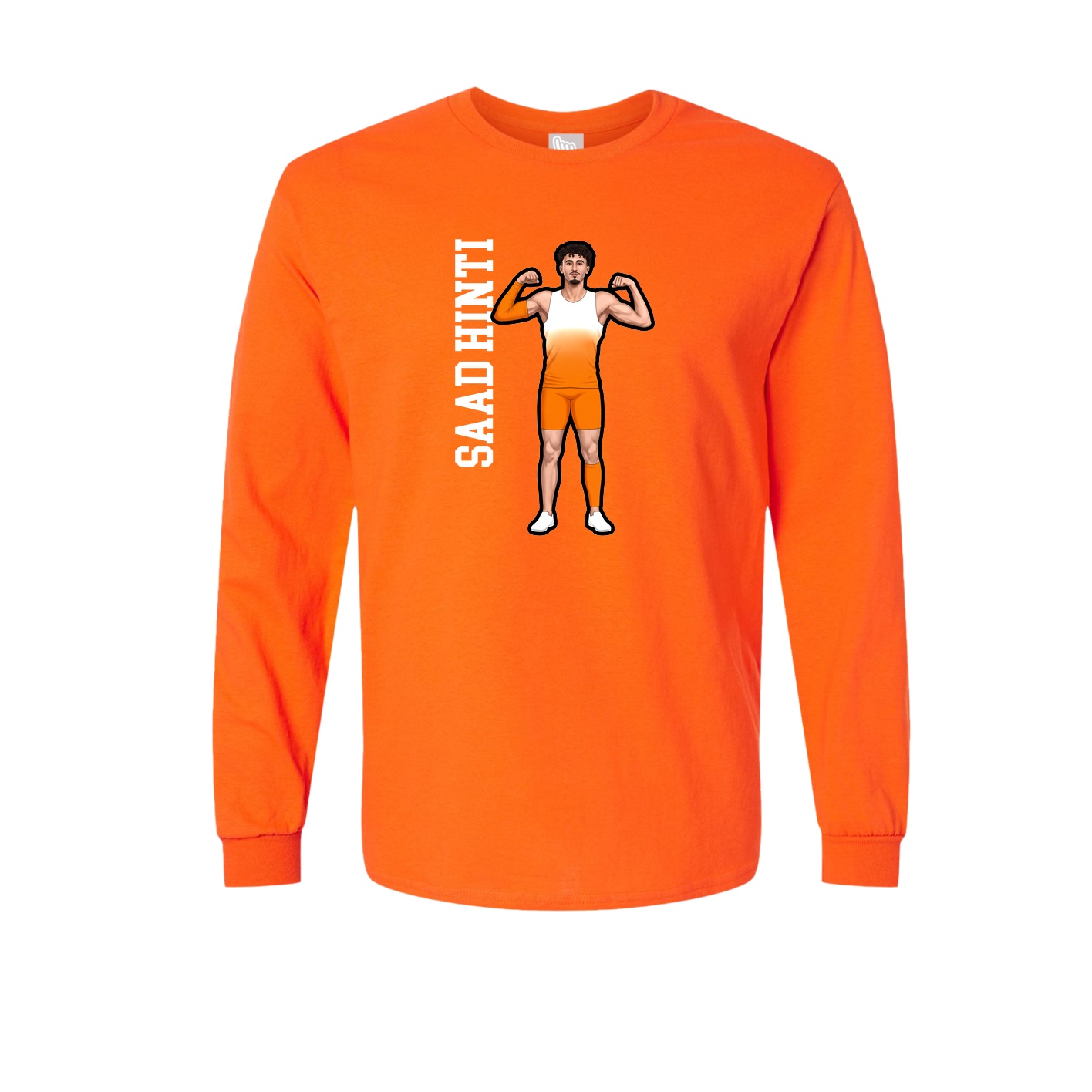 Long Sleeve Tee — Name Vertical in Orange