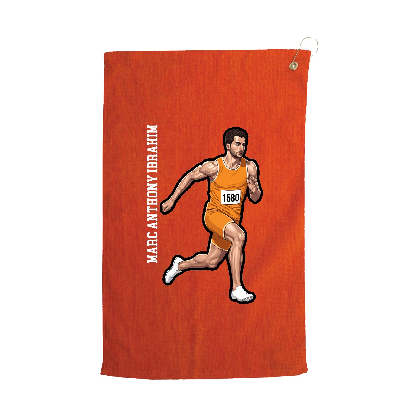Golf Towel — Name Vertical in Orange
