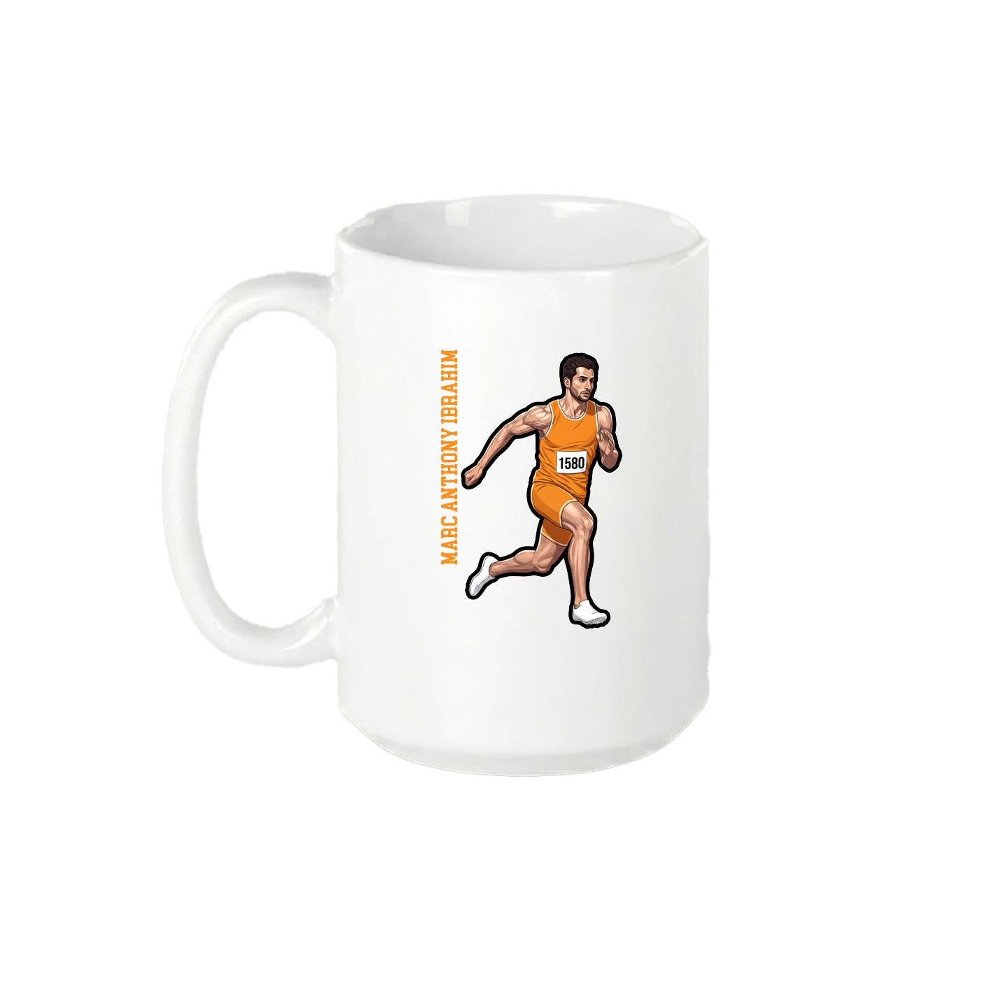 15oz Coffee Mug — Name Vertical in White