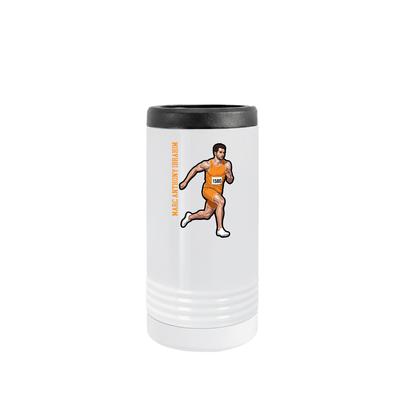 Slim Beverage Holder — Name Vertical in White