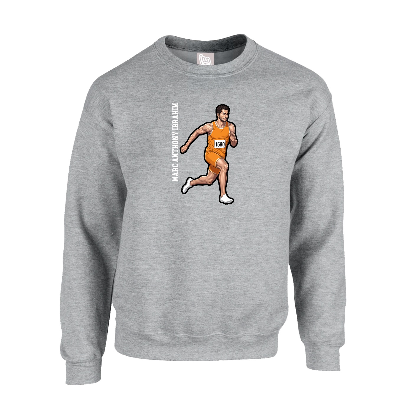 Fleece Crew — Name Vertical in Grey